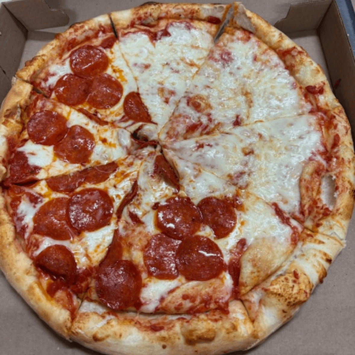 1/2 Pepperoni Pizza (Medium 14”).