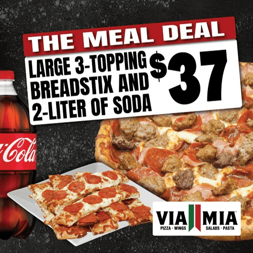 Large 3 Topping Pizza + Any 1 Order of Breadstix And a 2 Liter of SODA.