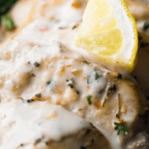 Grilled Creamy Lemon-Garlic Chicken.