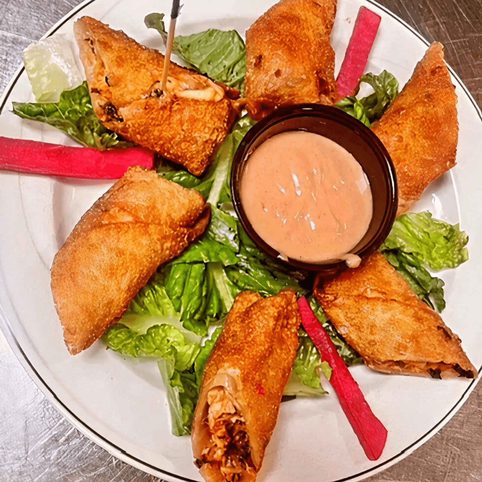 Spicy Chicken Jibneh Rolls.