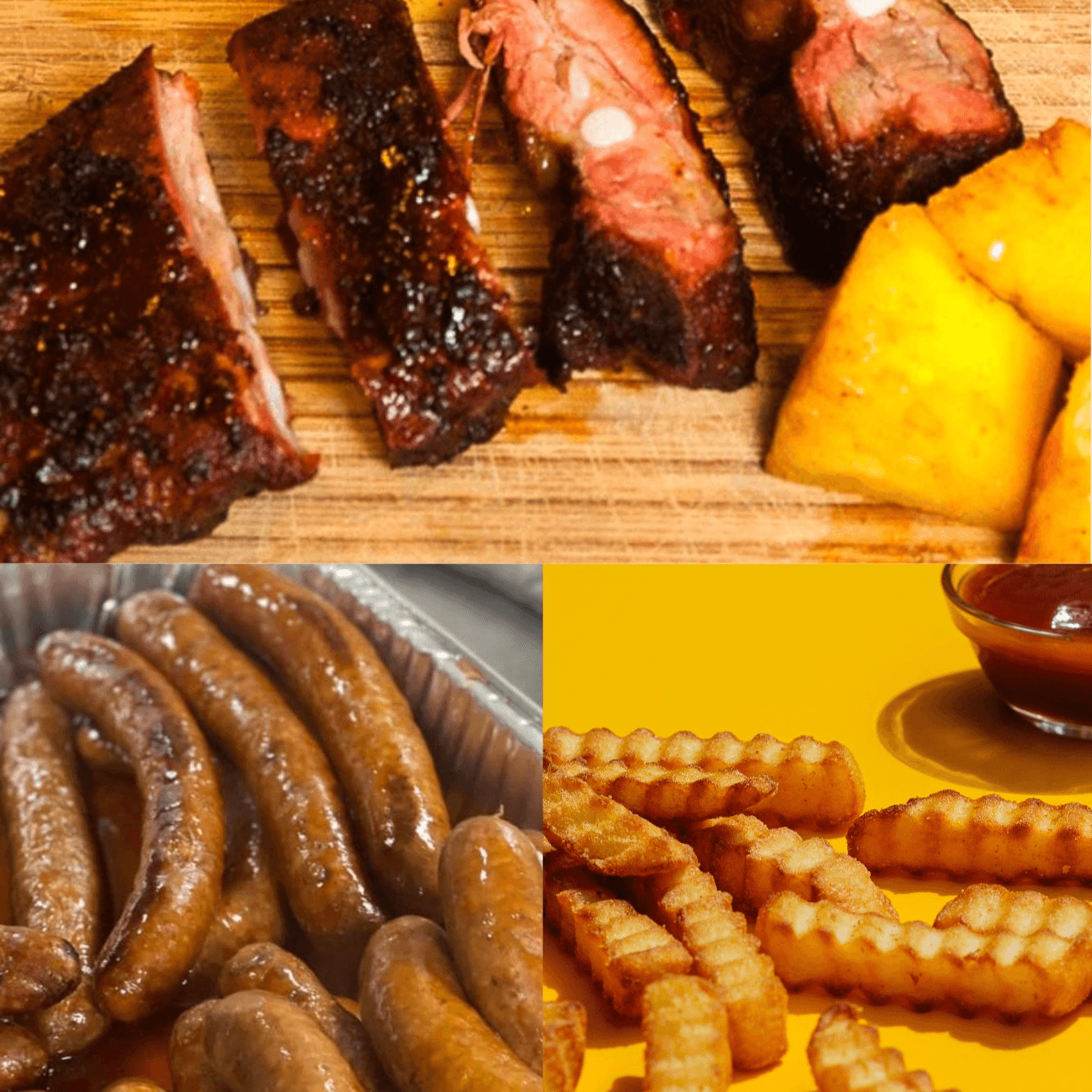 Rib Tips, Hot Turkey Link & Fries Combo.