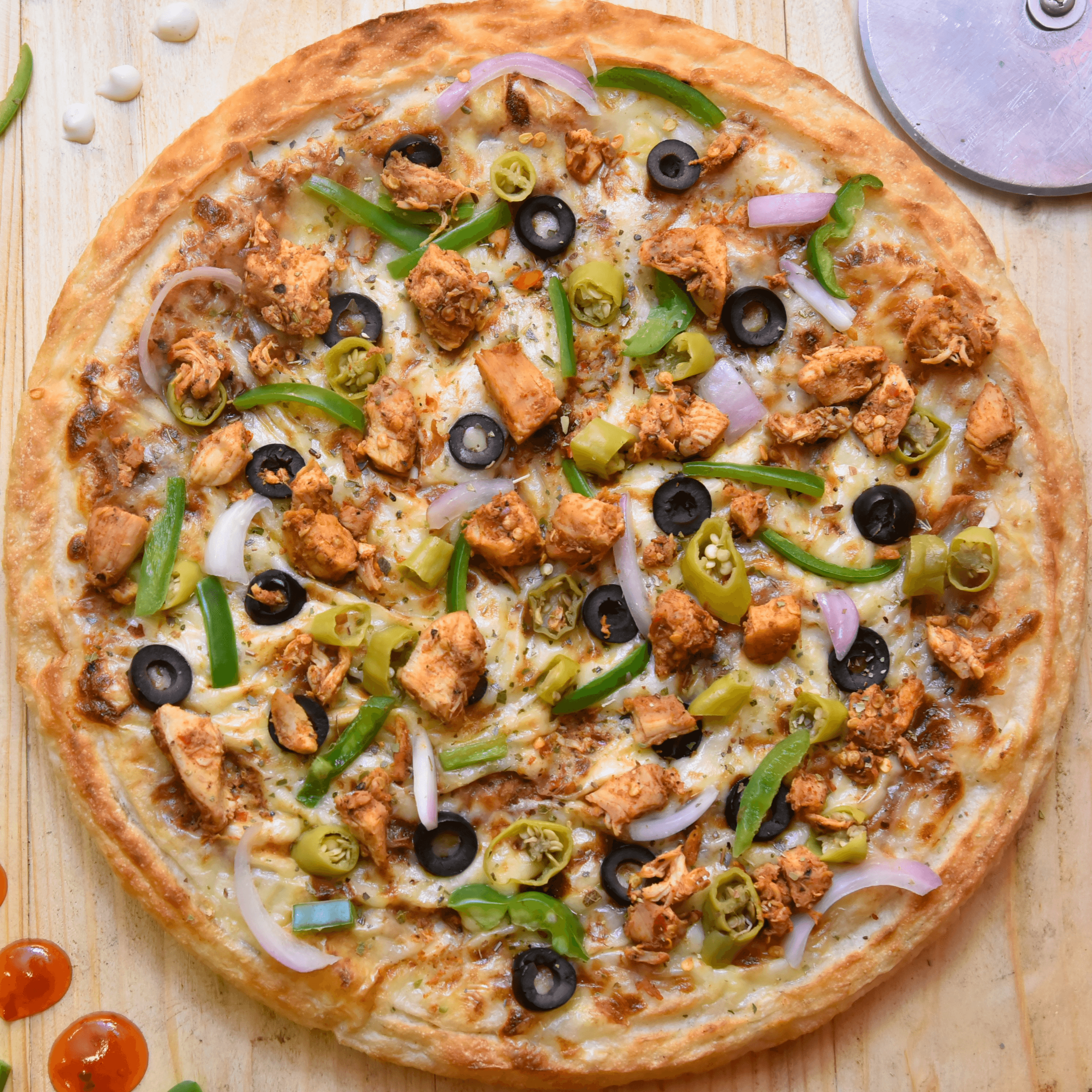 Fajita with Chicken or Steak Pizza.