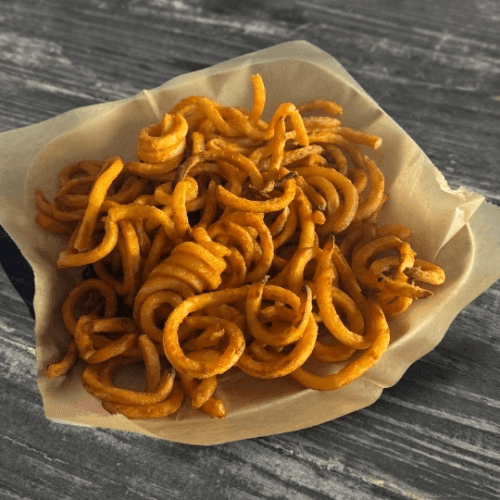 Oven-Baked Seasoned Curly Fries.