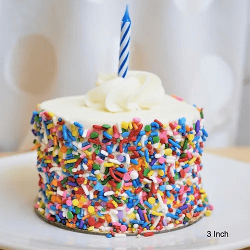 3" Strawberry Bavarian Celebration Sprinkle Birthday Cake-Individual