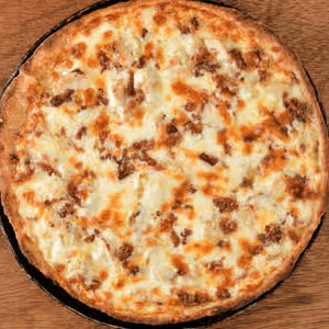 Chicken Bacon Alfredo Pizza.