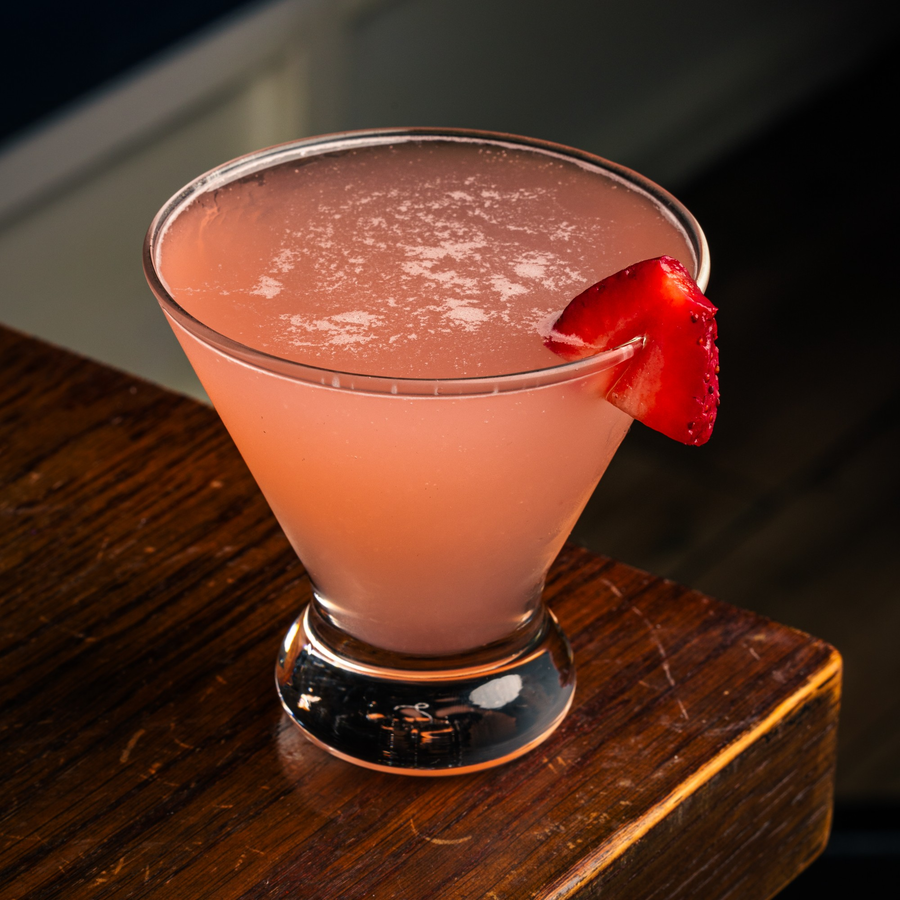 Pink martini with a strawberry