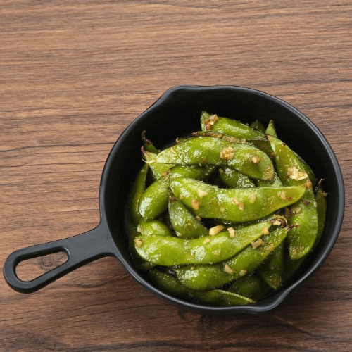 Edamame with Fried Garlic.