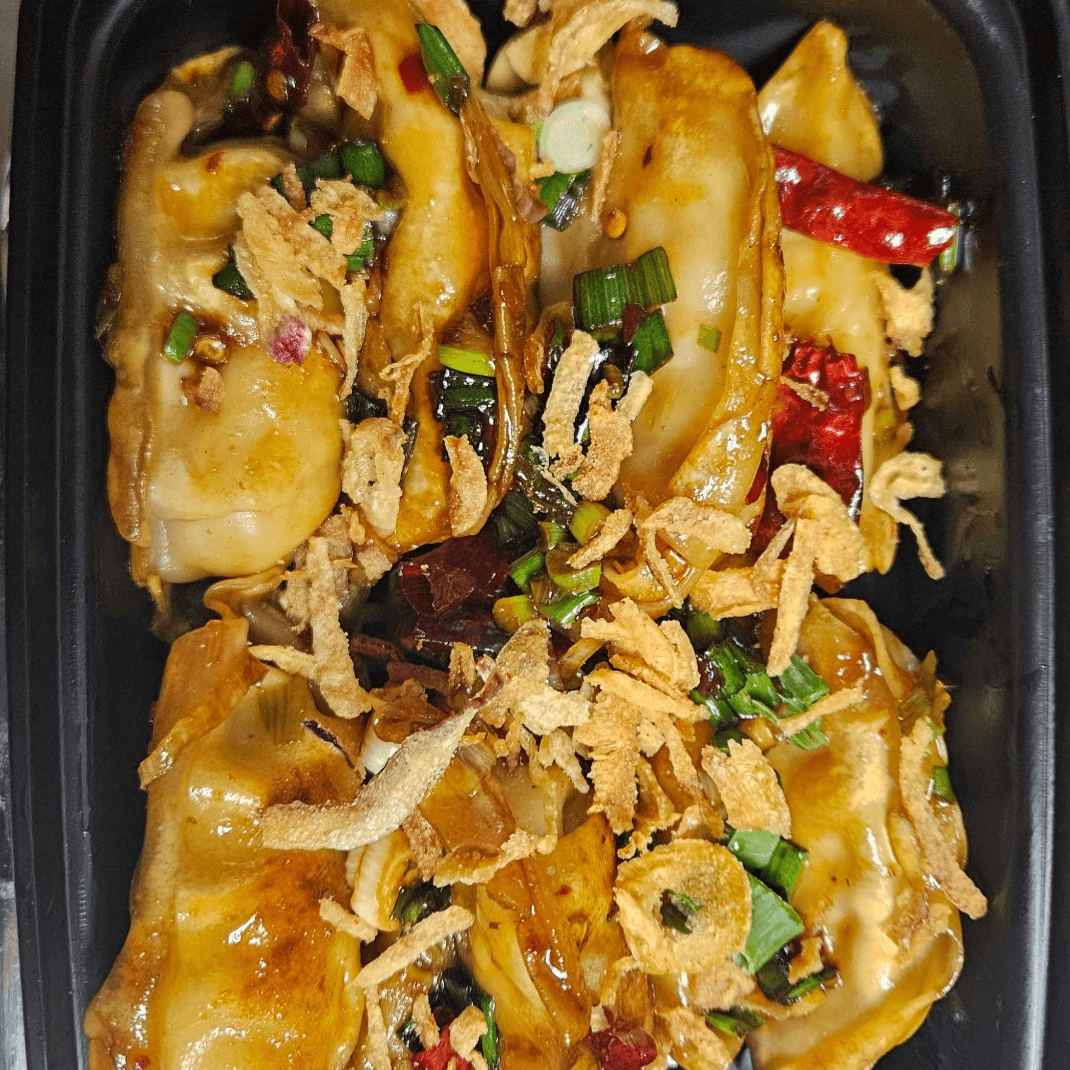 11B. "NEW" Szechuan Chicken Pot Stickers (12) (hot & spicy).