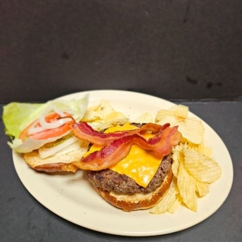 Bacon pretzel burger.