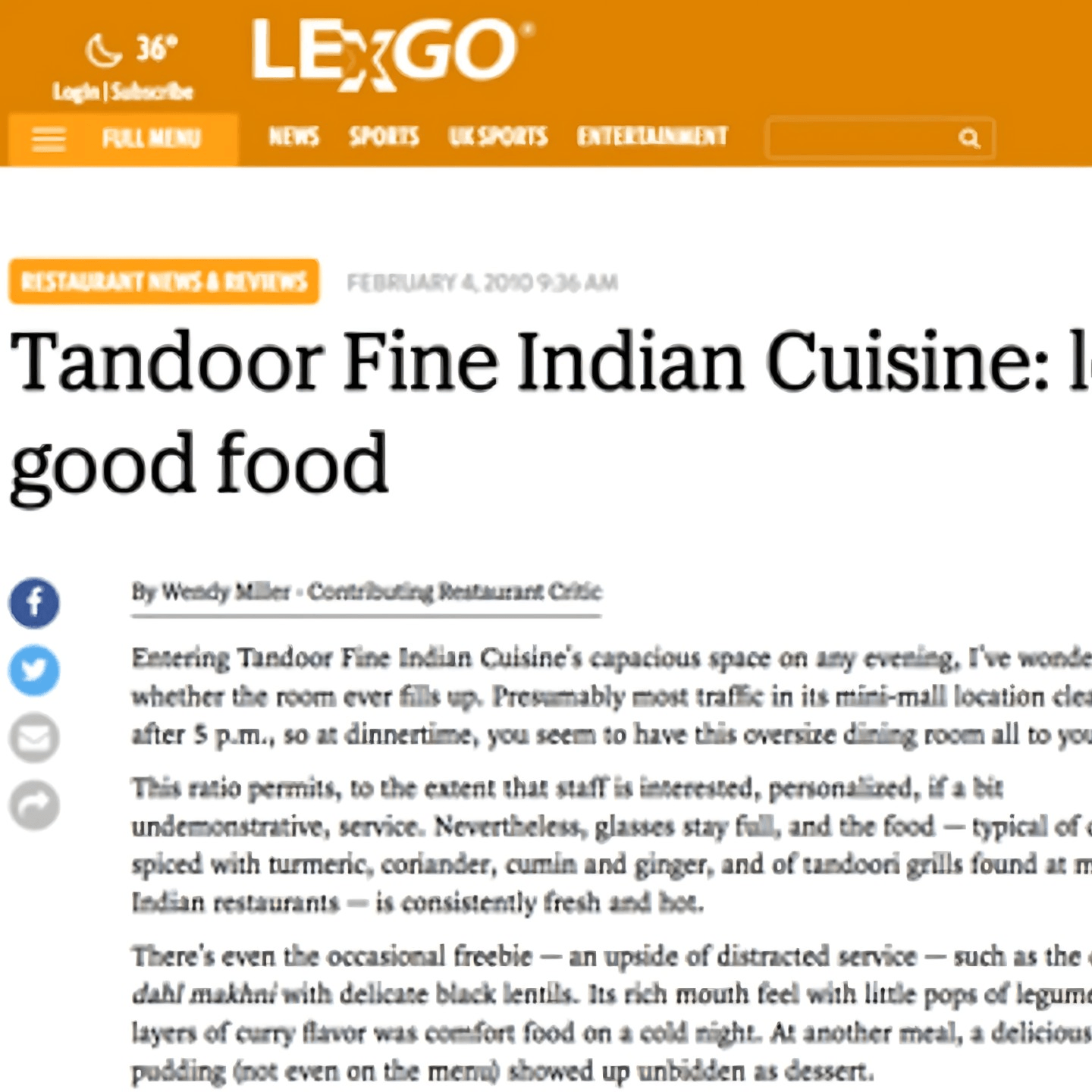 Tandoor Indian Cuisine: Lots of Room, Good Food