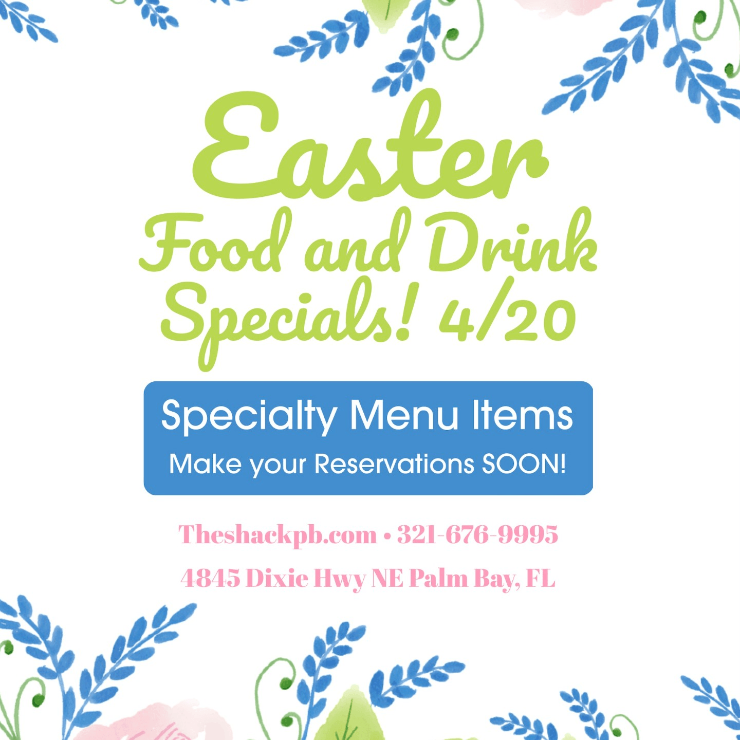Easter Sunday, Full Menu Plus Easter Specials!! 