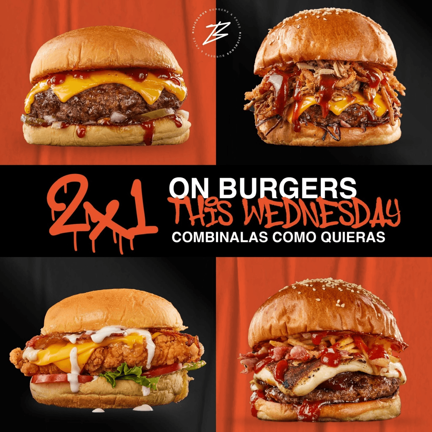 Wednesdays Just Got Ridiculous – 2x1 Burgers