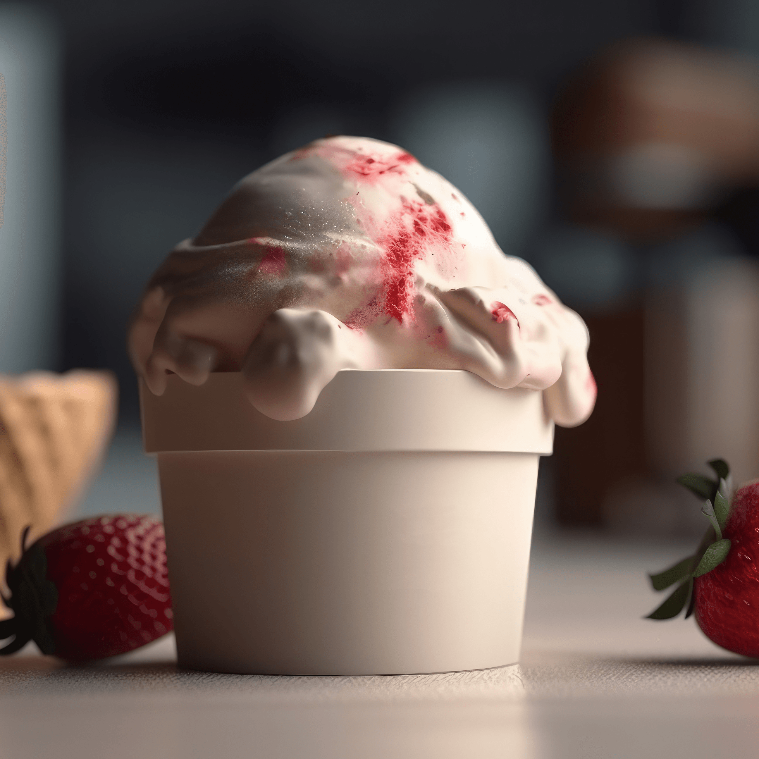 Ice cream in a cone/bowl.