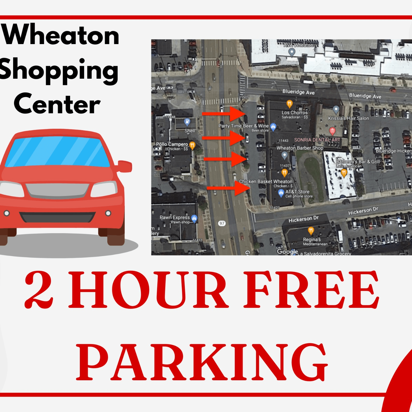 Free 2 Hour Parking at Wheaton Shopping Center