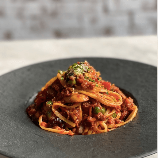 Linguini Bolognese.