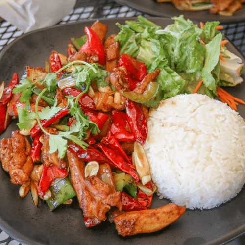 Kung Pao Chicken with Steamed Rice