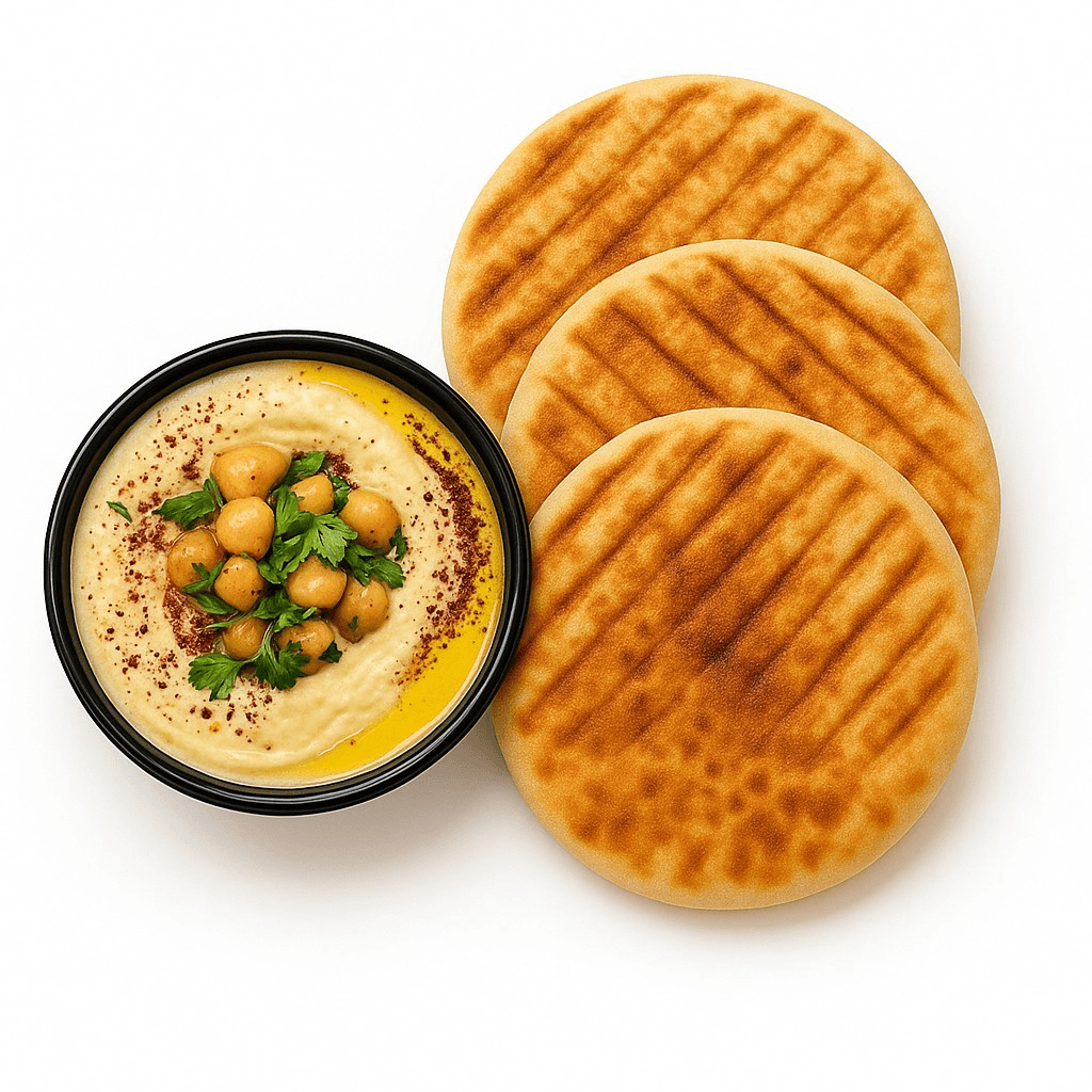 3 Toasted Pitas & Large Hummus.