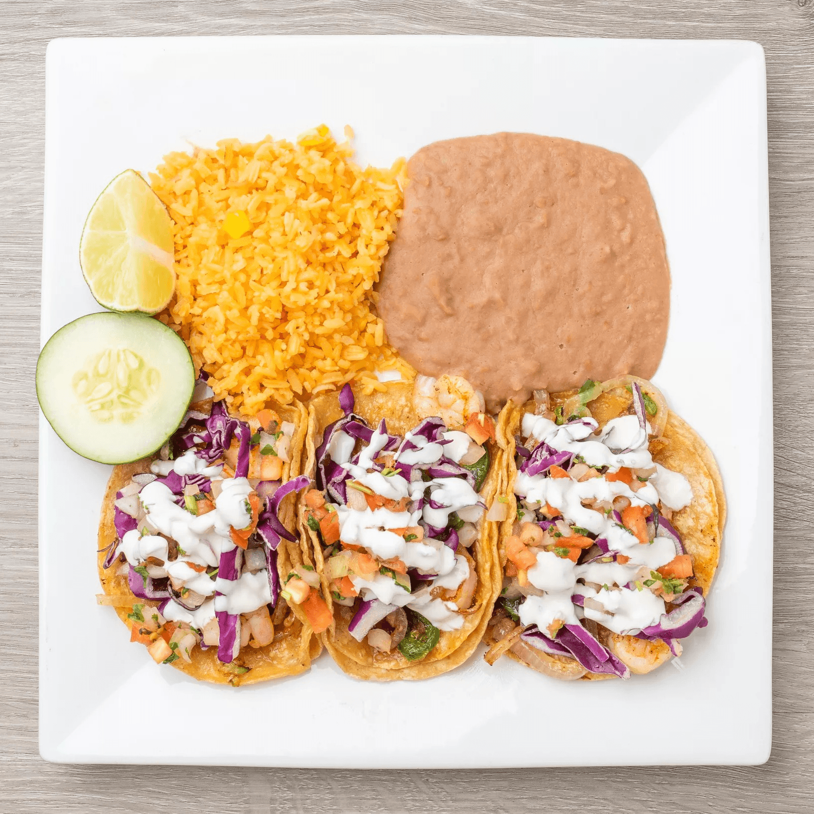 Shrimp Taco Combo with Rice.