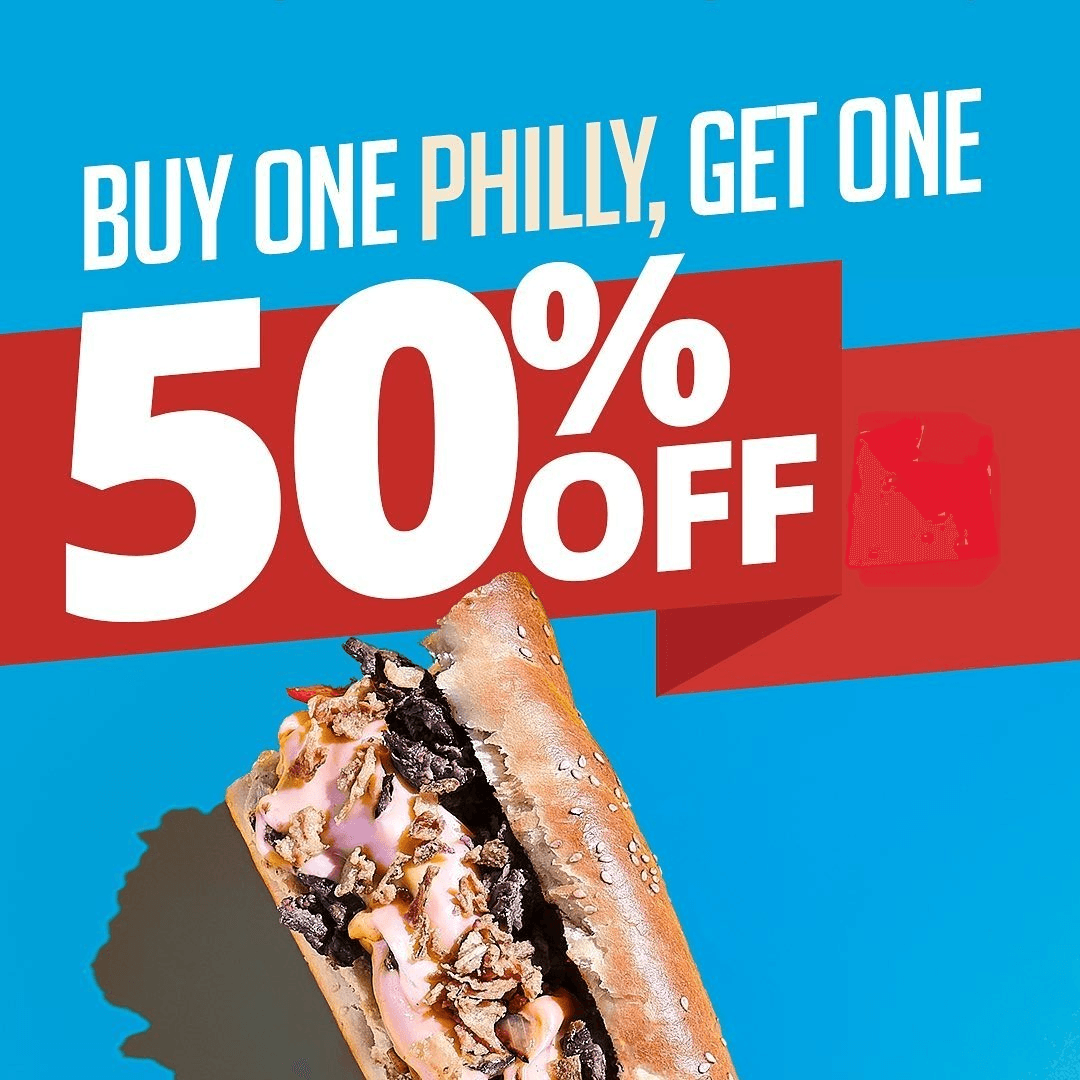 2 PHILLY BEEF ( BOGO 50% OFF).