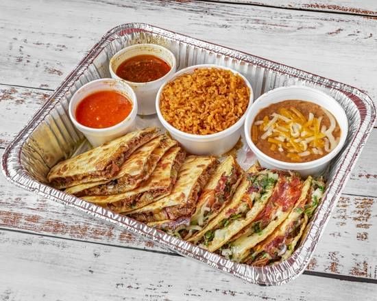 4 Tacos & 4 Quesadillas with Sides.