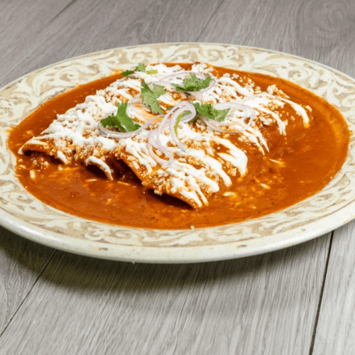 CHICKEN ENCHILADAS (GREEN,RED OR MOLE).