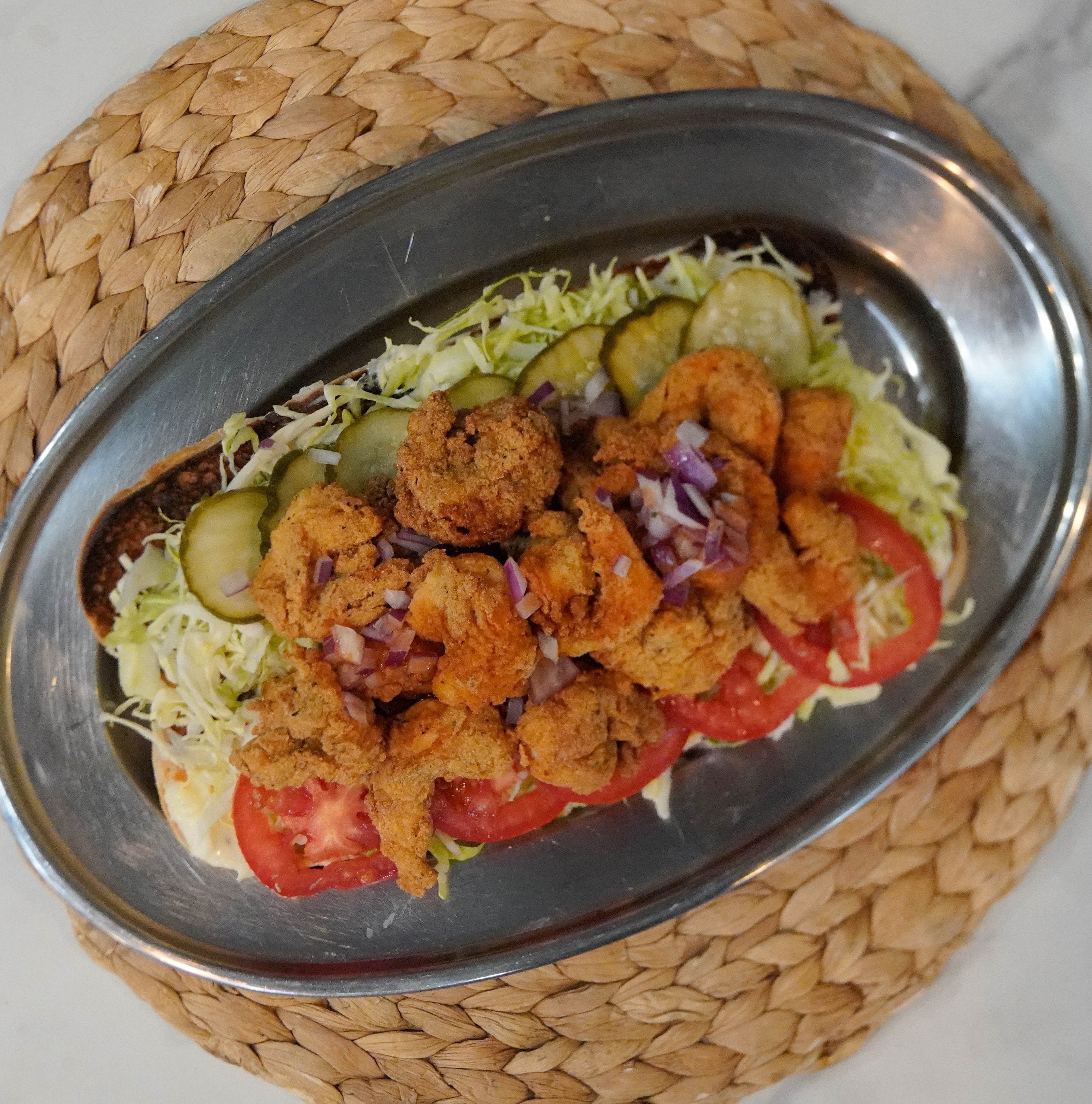 7. Popcorn Shrimp Po' Boy.