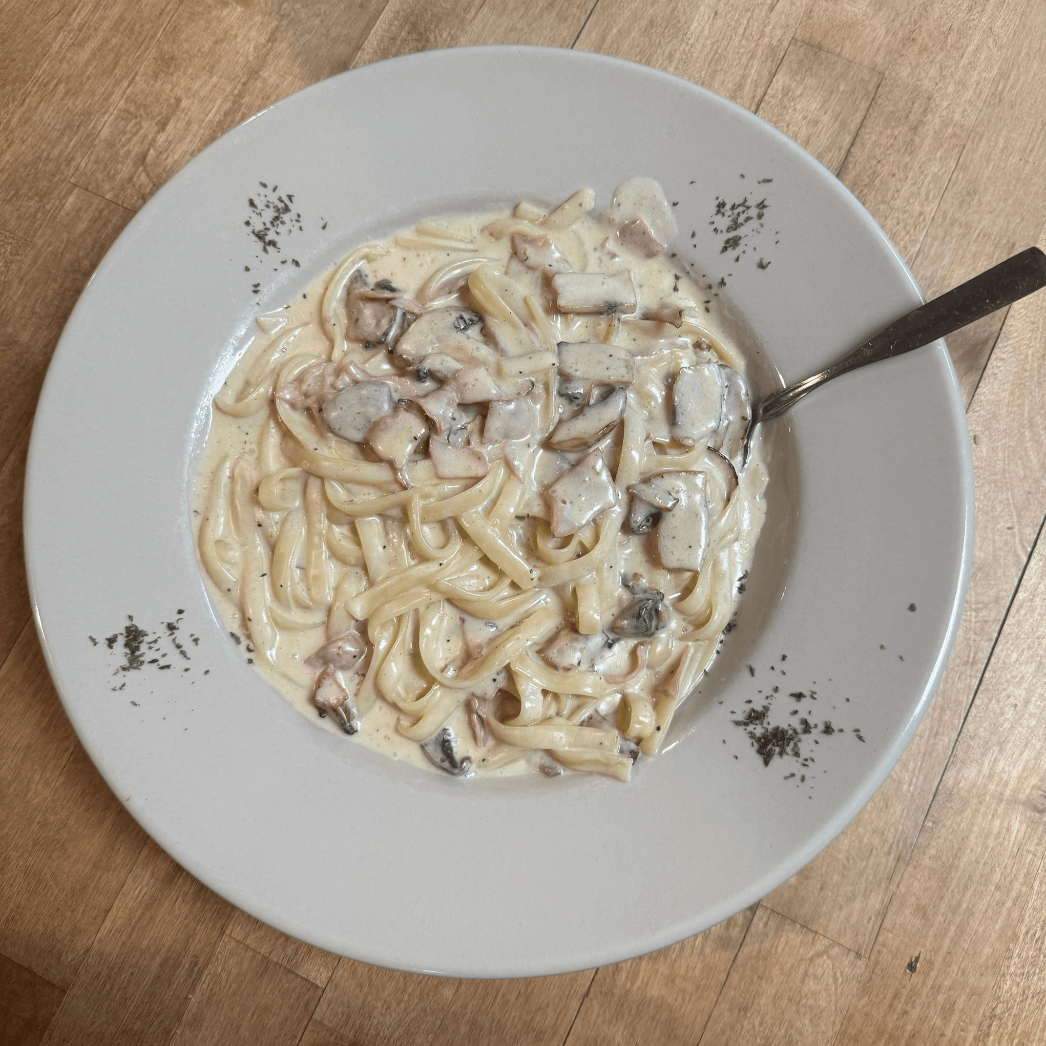 Family chicken Alfredo.