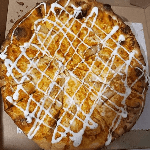 Buffalo Chicken Ranch Pizza.