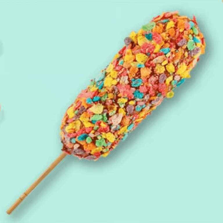 Fruity Pebbles Half & Half Corn Dog.