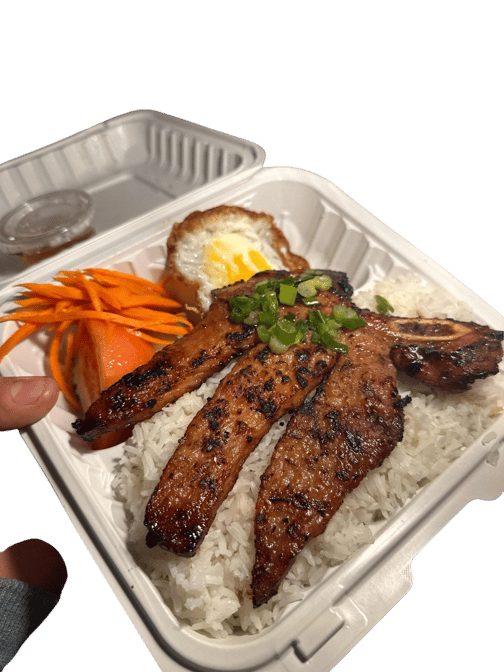 45. Pork Chop & Egg on Rice (Com Suon Trung).