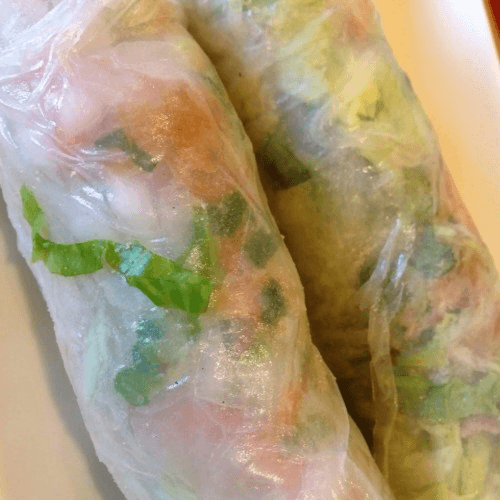 A7.  Shredded pork summer rolls.