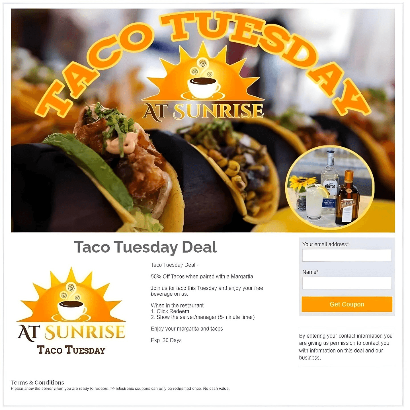 Taco & Margarita Special