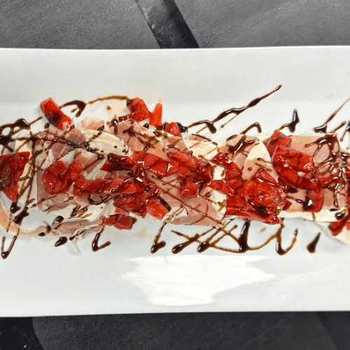 Prosciutto, Mozzarella & Roasted Peppers.