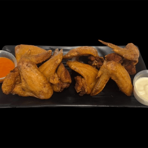 Wings 24  Pieces (Hot, Mild, Spicy Wing Sauce, Garlic Spicy, bbq) Fried.