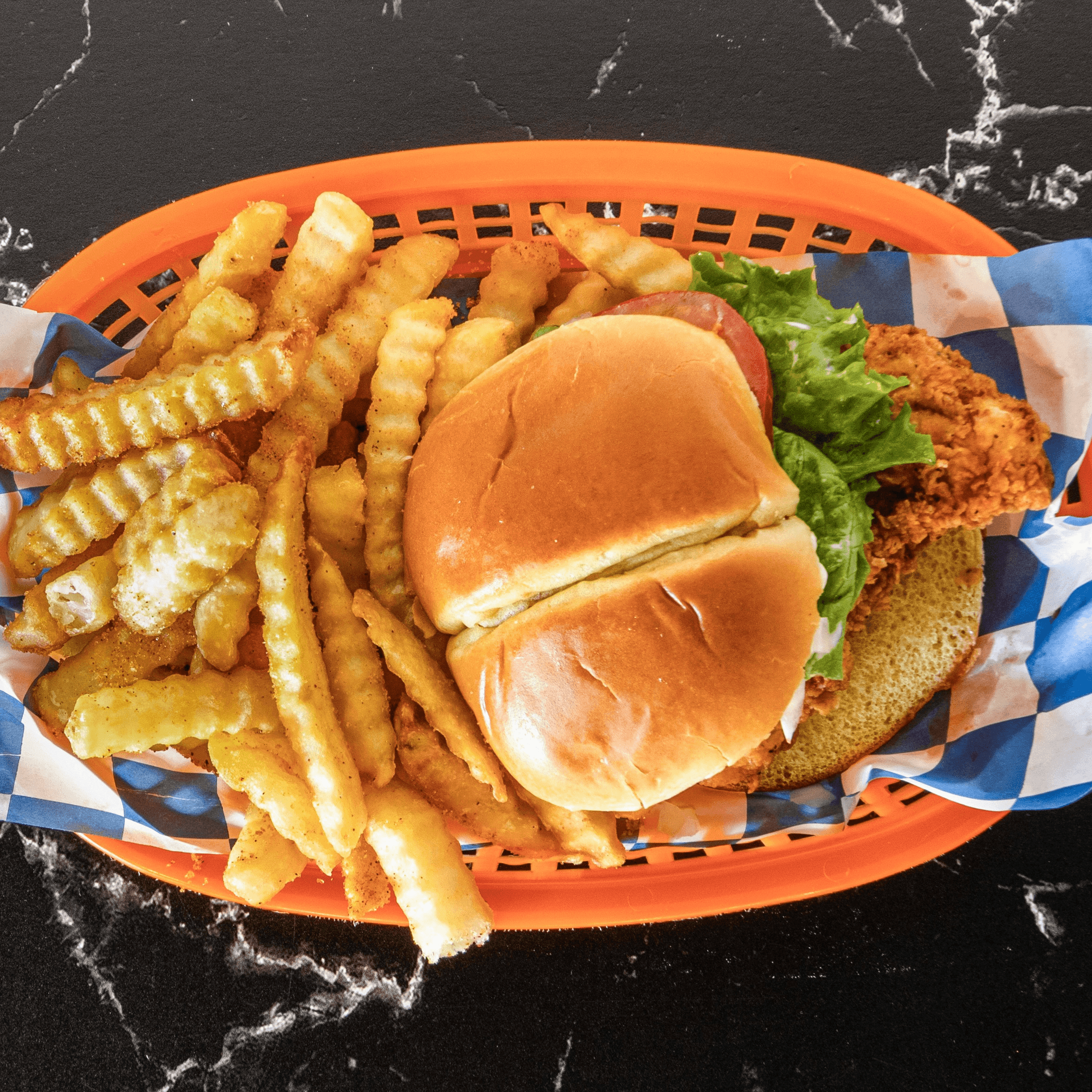 Tender Sandwich with Crinkle Fries.