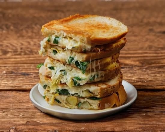 Spinach, Artichoke, Motz Grilled Cheese.