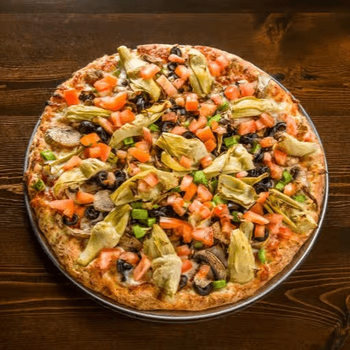 Garlic vegetarian pizza.