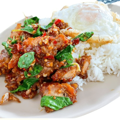 Kra Pao Moo Krob (Basil Crispy Pork).