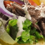 Beef shawarma (gyro) sandwich.