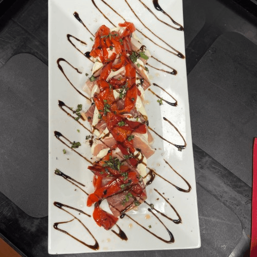 Prosciutto, Mozzarella, with Roasted Peppers Tray.