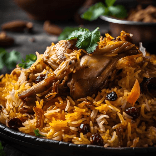 Hyderabad Chicken Dum Biryani.