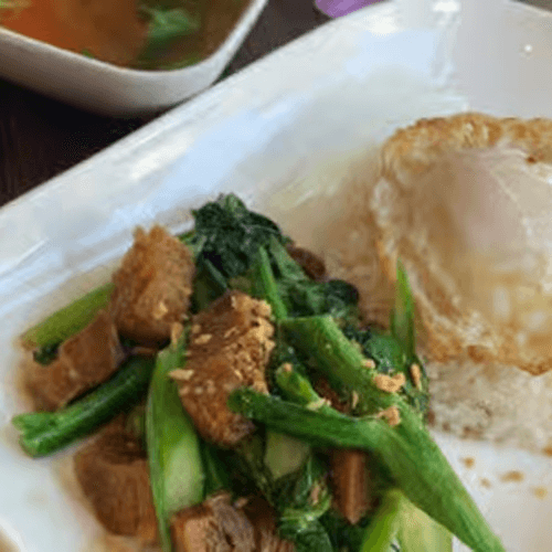 Chinese Broccoli Crispy Pork Belly.