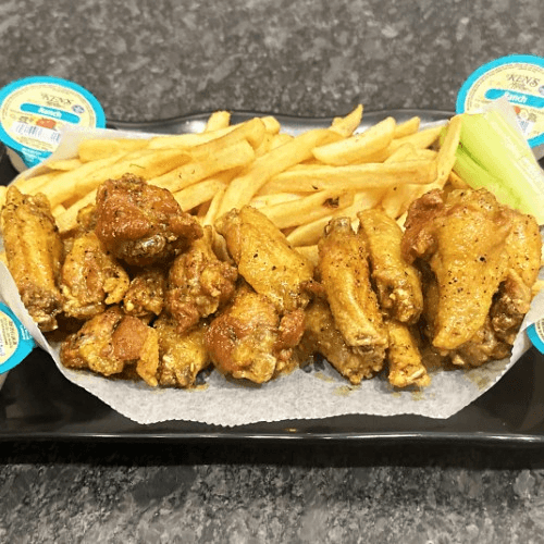 15 Pc Wings & Fries (Or Fried Rice).