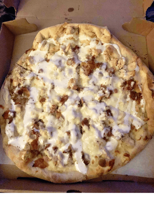 Chicken Bacon Ranch Pizza.