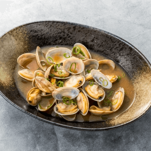Steamed Clams With Miso Sake.