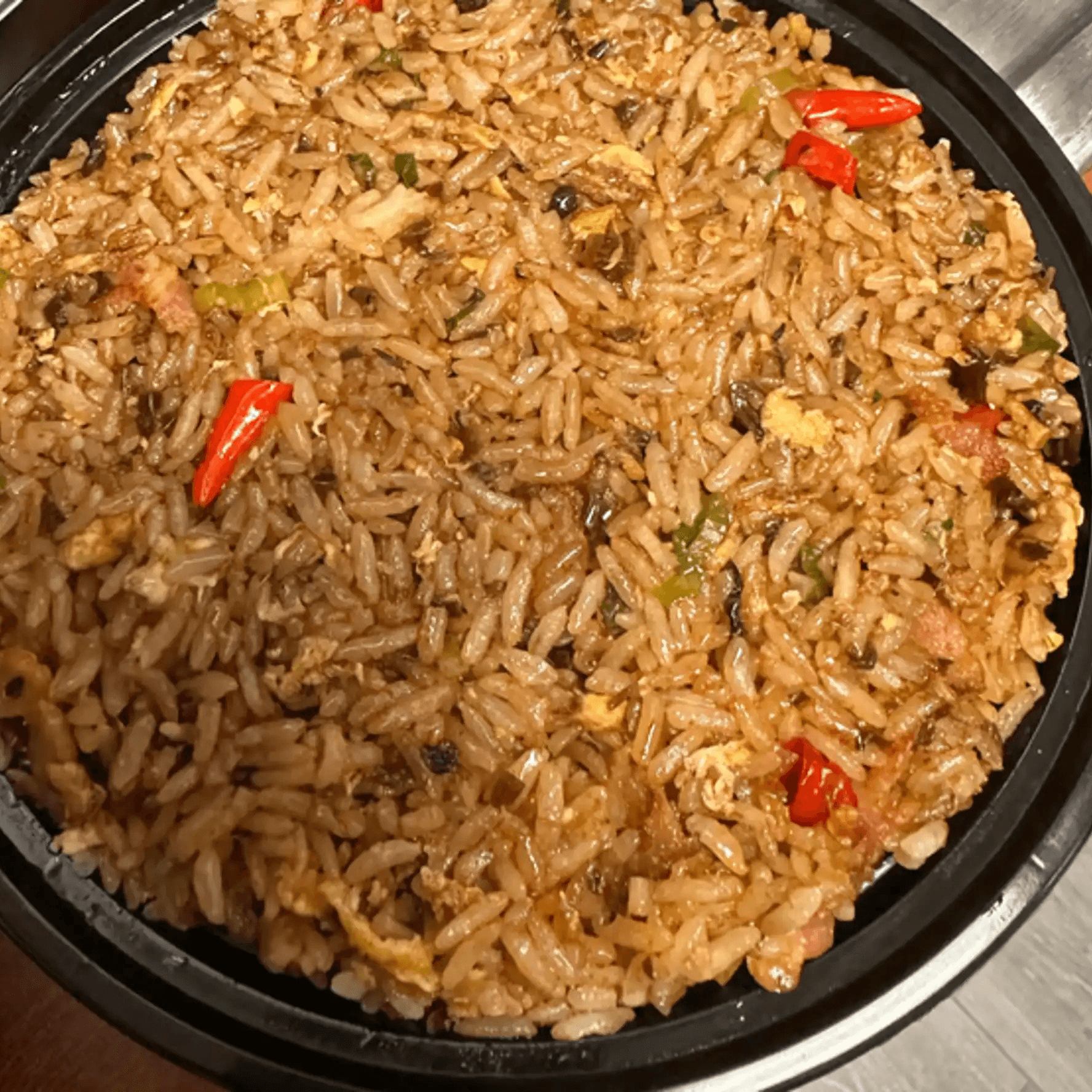 川味炒饭 Sichuan Style Fried Rice with Bacon.