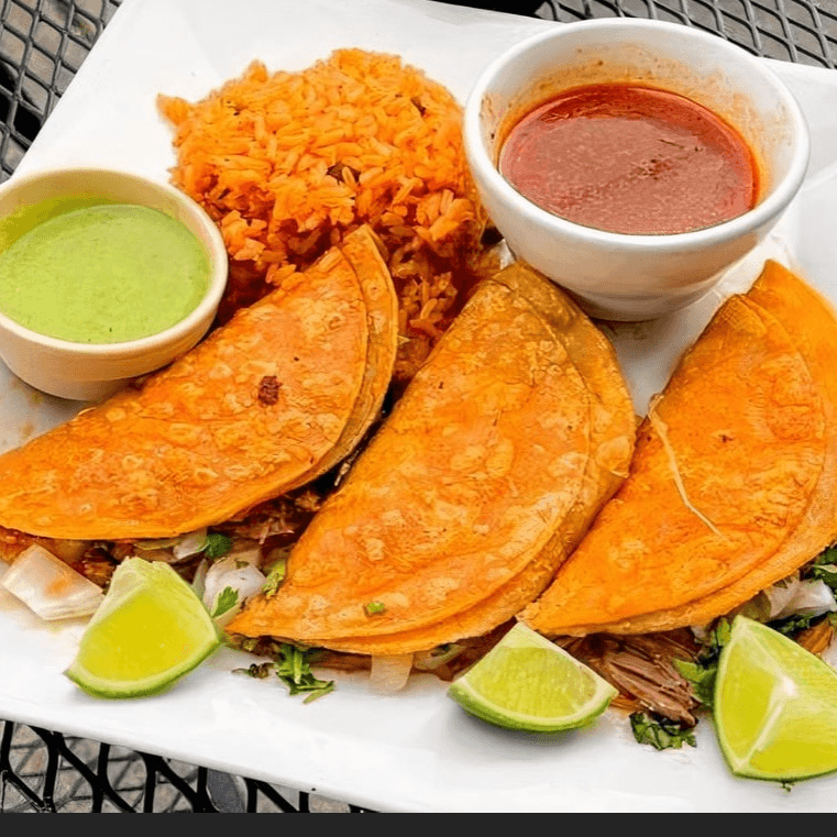 Vegan Quesabirria Tacos meal.