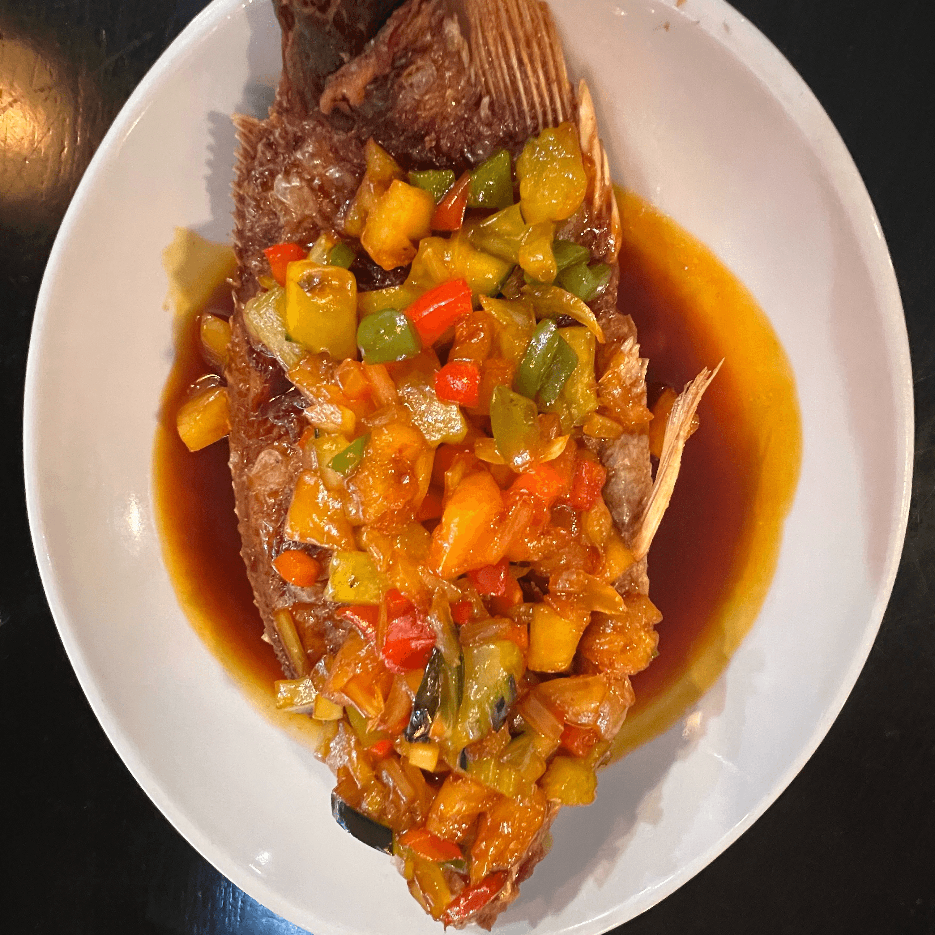 Sweet and Sour Crispy Pompano.