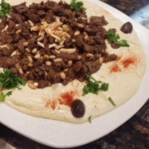 Hummus with Lamb Entree.