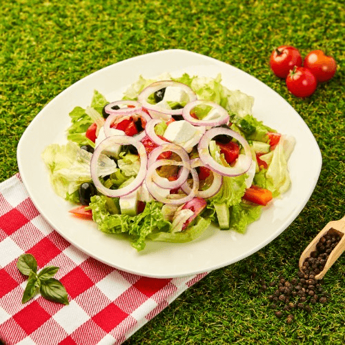 Crispy Chicken Greek Salad.